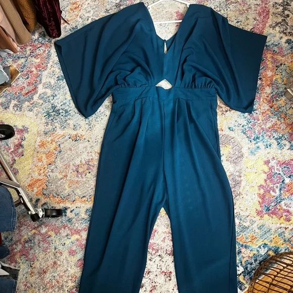 ASOS Pants Jumpsuits Asos Tall Size Teal Bat Wing Jumpsuit
